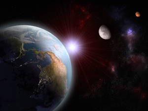 earth moon mars in space