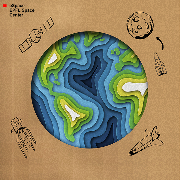 earth on cardboard surounded by space items