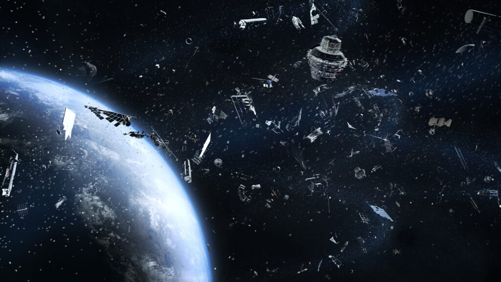 space debris above earth