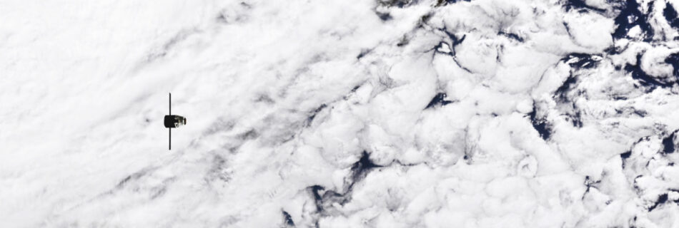 satellite above earth covered with clouds