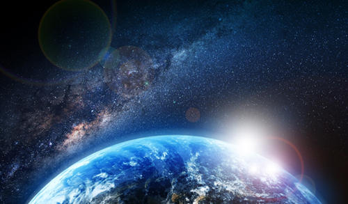 sunrise view above earth from space