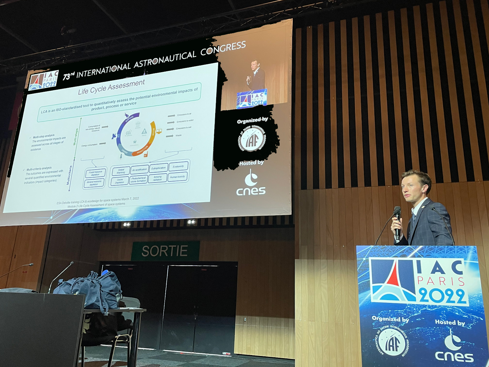 mathieu udriot presenting his paper at IAC