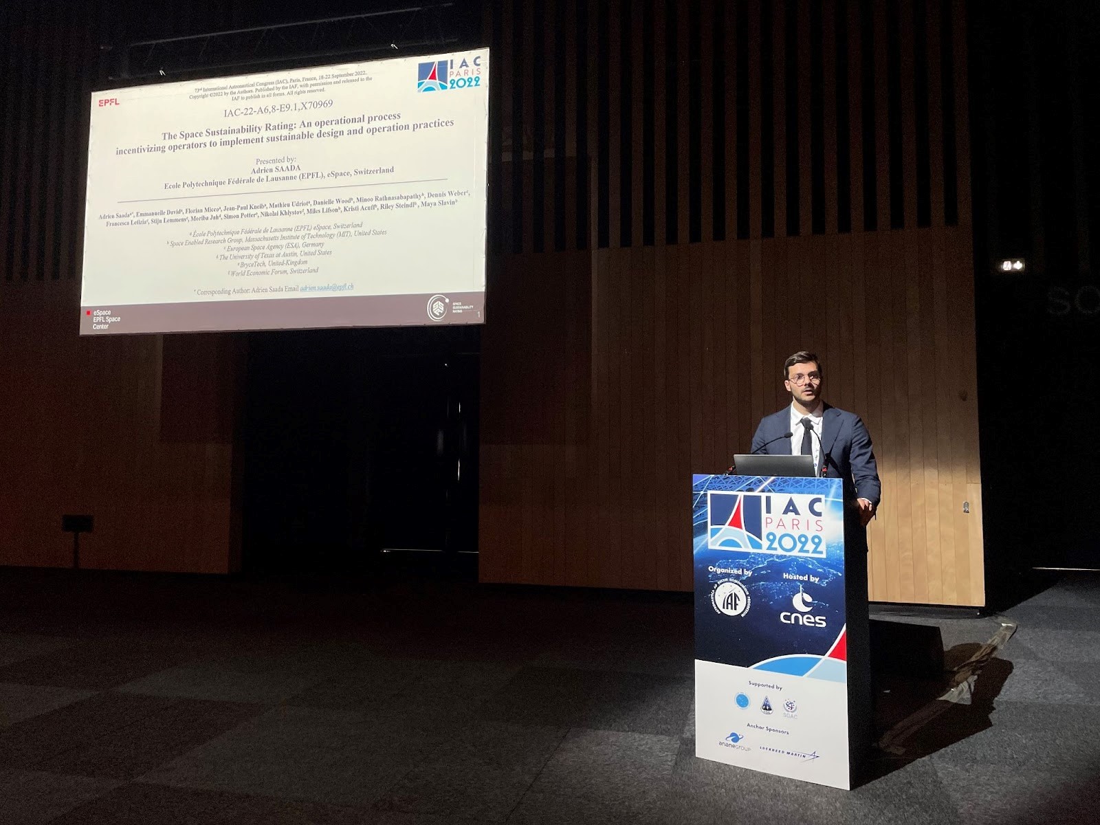 adrien saada presenting his paper at IAC