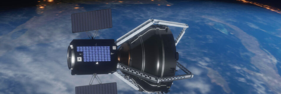 Clearspace 1 satellite 3d model in space